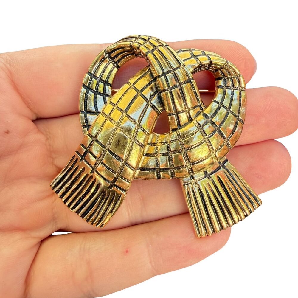 Vintage Scarf Brooch Fall Pin Autumn Jewelry